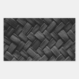 Pegatina Rectangular patrón de tejido de cesta negra