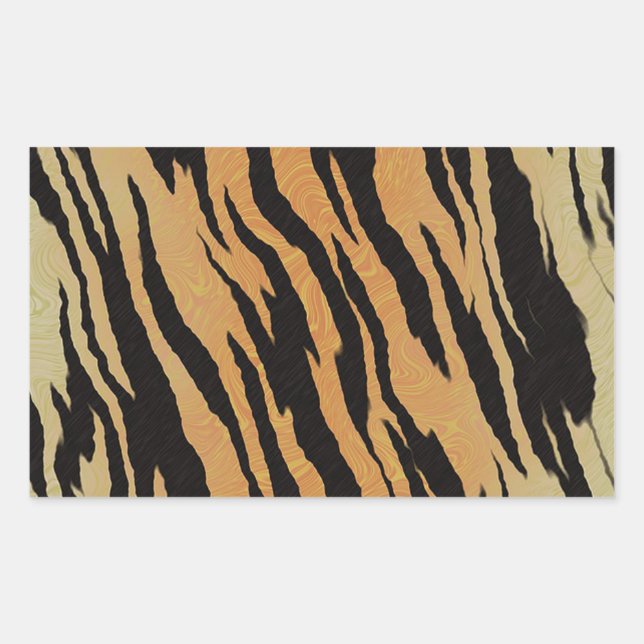 Pegatina Rectangular Patrón de tigre (Anverso)