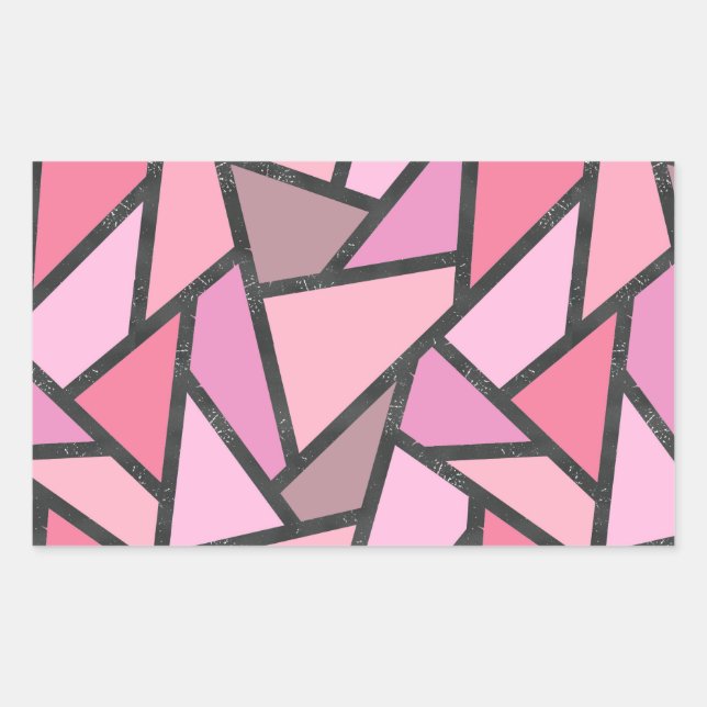 Pegatina Rectangular Patrón de vidrio manchado de coral (Anverso)