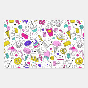 Pegatina Rectangular Patrón dulce de dulce de dulce de dulce color