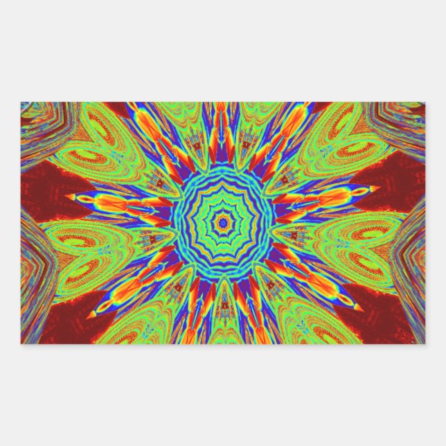 Pegatina Rectangular Patrón étnico asiático-africano (Anverso)