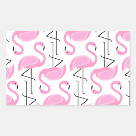 Pegatina Rectangular Patrón Flamingo Rosa Girly Simple Moderno