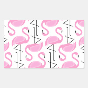 Pegatina Rectangular Patrón Flamingo Rosa Girly Simple Moderno