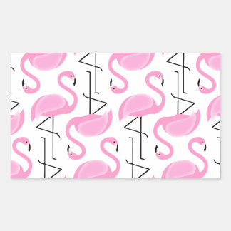 Pegatina Rectangular Patrón Flamingo Rosa Girly Simple Moderno