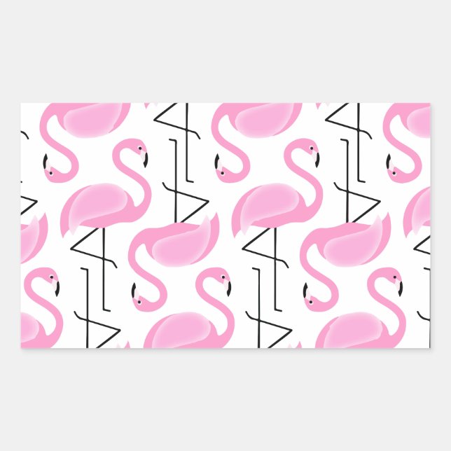 Pegatina Rectangular Patrón Flamingo Rosa Girly Simple Moderno (Anverso)