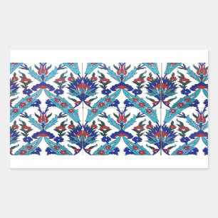 Pegatina Rectangular Patrón floral de Iznik turco
