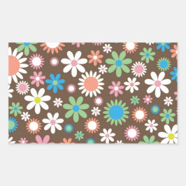 Pegatina Rectangular Patrón floral de margarita