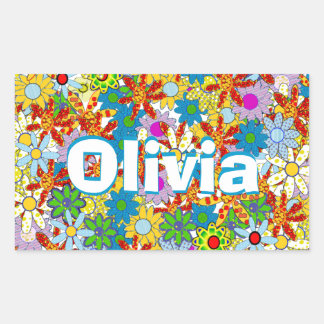 Pegatina Rectangular Patrón floral moderno Colores brillantes