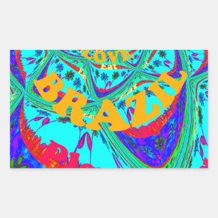 Pegatina Rectangular Patrón floral vibrante: Tributo brasileño Come Ama
