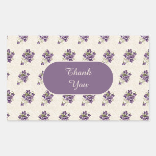 Pegatina Rectangular Patrón floral violeta Art Nouveau