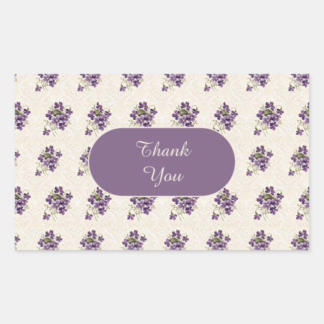 Pegatina Rectangular Patrón floral violeta Art Nouveau (Anverso)