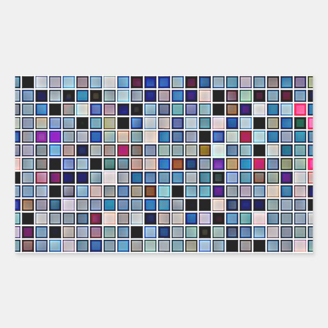 Pegatina Rectangular Patrón Funky Blue 'Bathroom Tiles' (Anverso)