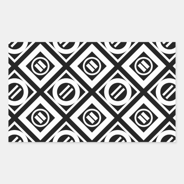 Pegatina Rectangular Patrón geométrico blanco igual de Rótulo en negro (Anverso)