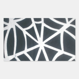 Pegatina Rectangular Patrón geométrico de la web de araña blanca y negr