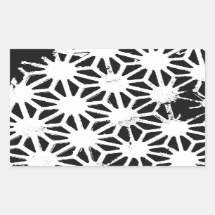 Pegatina Rectangular Patrón geométrico en blanco y negro