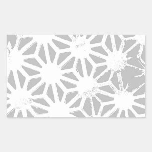 Pegatina Rectangular Patrón geométrico gris y blanco