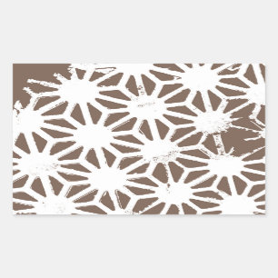 Pegatina Rectangular Patrón geométrico marrón y blanco