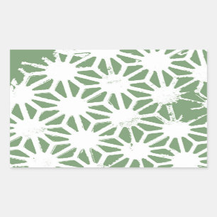 Pegatina Rectangular Patrón geométrico verde oliva y blanco