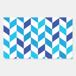 Pegatina Rectangular Patrón Herringbone Azul simple