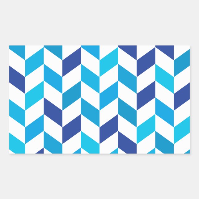 Pegatina Rectangular Patrón Herringbone Azul simple (Anverso)