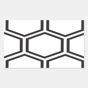Pegatina Rectangular Patrón hexágono negro.
