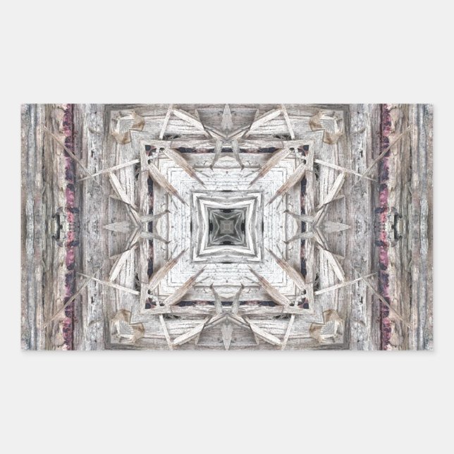 Pegatina Rectangular Patrón inspirado en azteca rosada de bonito (Anverso)