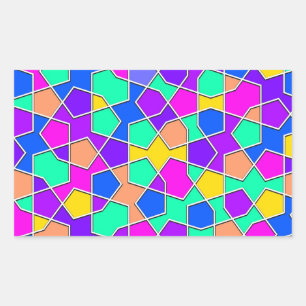 Pegatina Rectangular patrón islámico de decoración geométrica religiosa