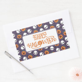 Pegatina Rectangular Patrón Kawaii de Halloween