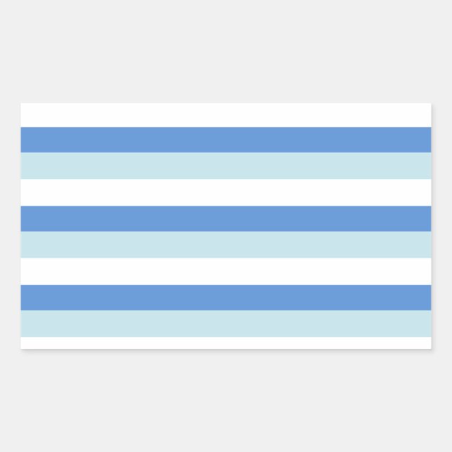 Pegatina Rectangular Patrón moderno de rayas azules blancas (Anverso)