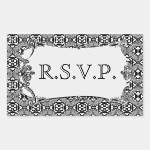 Pegatina Rectangular Patrón mosaico (blanco) (Boda)