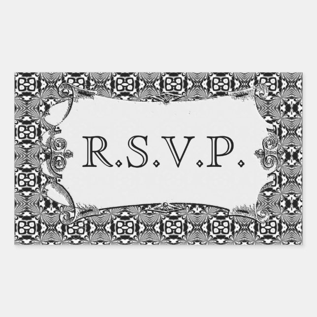 Pegatina Rectangular Patrón mosaico (blanco) (Boda) (Anverso)