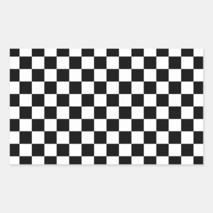Pegatina Rectangular Patrón negro y blanco a cuadros