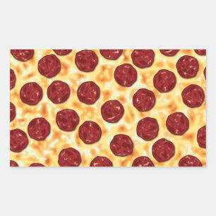 Pegatina Rectangular Patrón Pepperoni Pizza