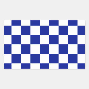 Pegatina Rectangular Patrón real azul y blanco de verificación