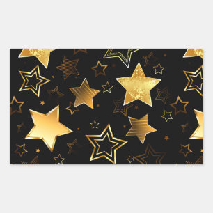 Pegatina Rectangular Patrón sin foco con las estrellas doradas