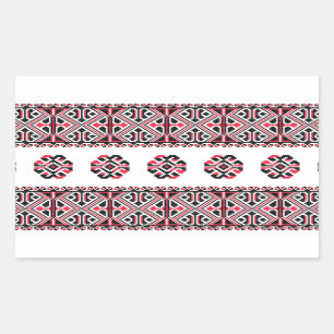 Pegatina Rectangular Patrón transversal rojo y negro original
