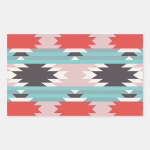 Pegatina Rectangular Patrón tribal azteca Impresiones nativas estadouni