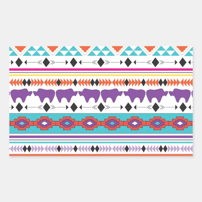 Pegatina Rectangular Patrón tribal azteca indio (Anverso)