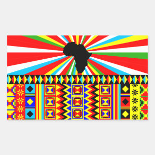 Pegatina Rectangular Patrón tribal de trapo de kente de impresión afric