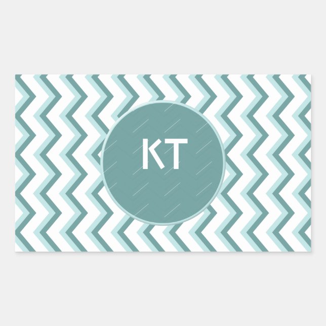 Pegatina Rectangular Patrón ZigZag Chevron en verde menta (Anverso)