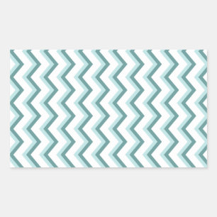 Pegatina Rectangular Patrón ZigZag Chevron en verde menta