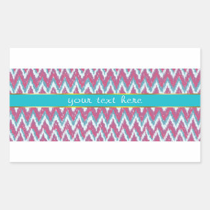 Pegatina Rectangular Patrón ZigZag de arándanos y Verde azulados