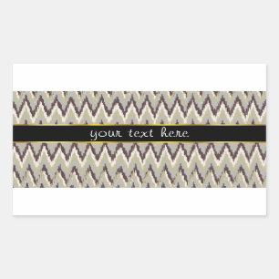 Pegatina Rectangular Patrón ZigZag de café y salvia