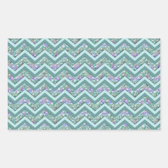 Pegatina Rectangular Patrón ZigZag del Relieve metalizado arcoiris (Anverso)