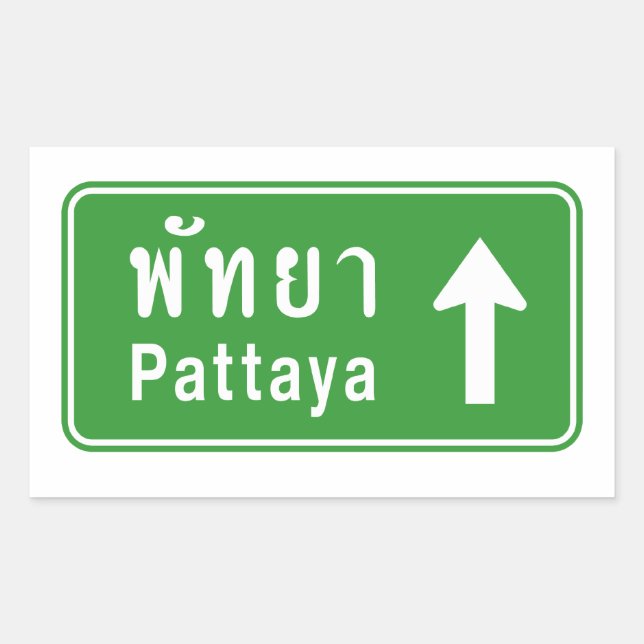 Pegatina Rectangular Pattaya Antes ⚠ ⚠ De Tráfico De La Autopista Taila (Anverso)