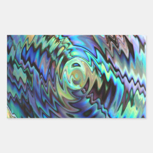 Pegatina Rectangular Paua abalone contrasta diseño abstracto verde azul