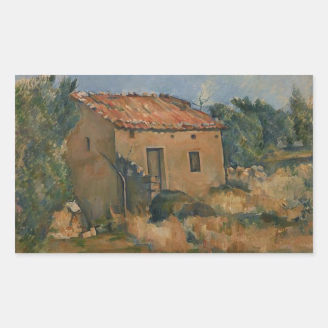 Pegatina Rectangular Paul Cezanne - Casa abandonada (Anverso)