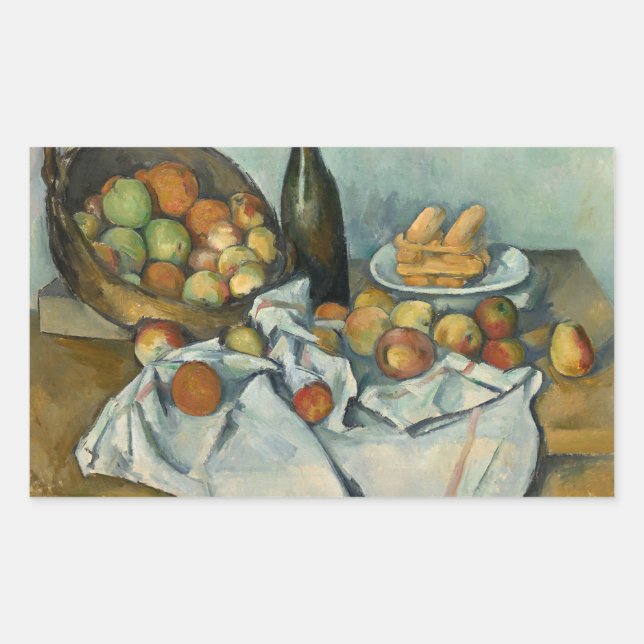 Pegatina Rectangular Paul Cezanne - La canasta de manzanas (Anverso)