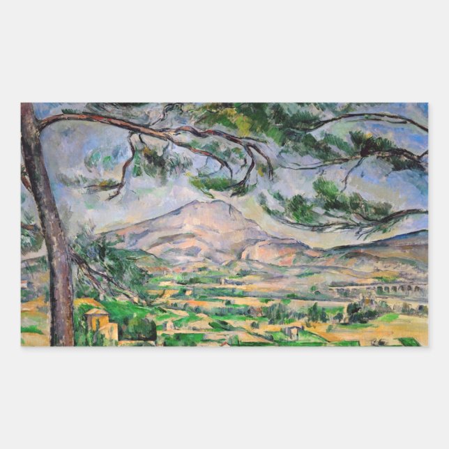 Pegatina Rectangular Paul Cezanne - Mont Sainte-Victoire y Pino Grande (Anverso)