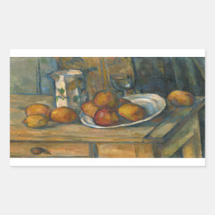 Pegatina Rectangular Paul Cezanne - Todavía la vida con leche y fruta